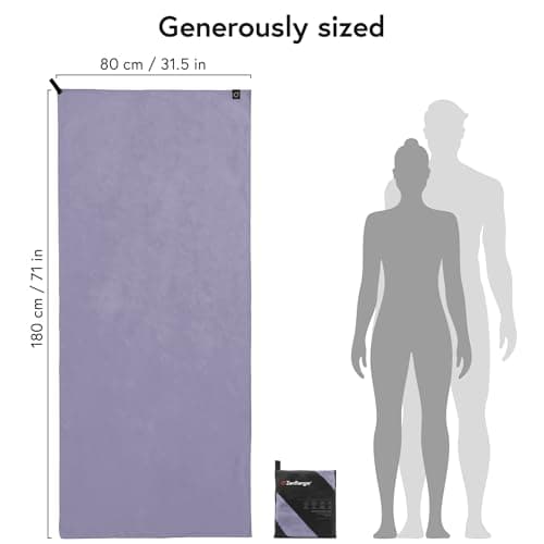 ZenRanger Microfibre Travel & Sports Towel (180 cm x 80 cm) – Highly Absorbent, Soft & Durable, Lightweight & Packable, Odour Resistant – for Camping, Hiking, Beach, Yoga, Swimming (Soft Lavender) — view 3
