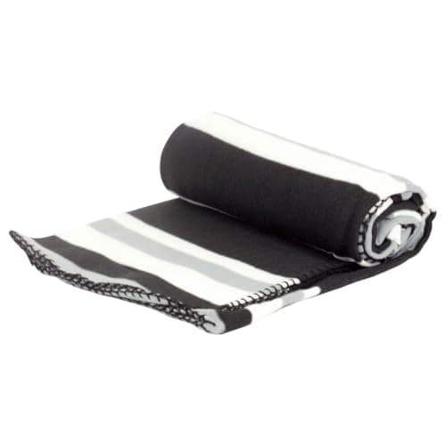 AA Travel Fleece Blanket AA3423 - 100% Lightweight Polyester 150cm x 120cm Black White Grey Stripes — view 5