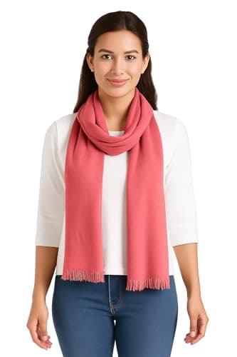 World of Shawls Soft Lightweight Scarf for Women – Classic Plain Wrap Shawl | Everyday Versatile Fashion Accessory (Coral Pink)