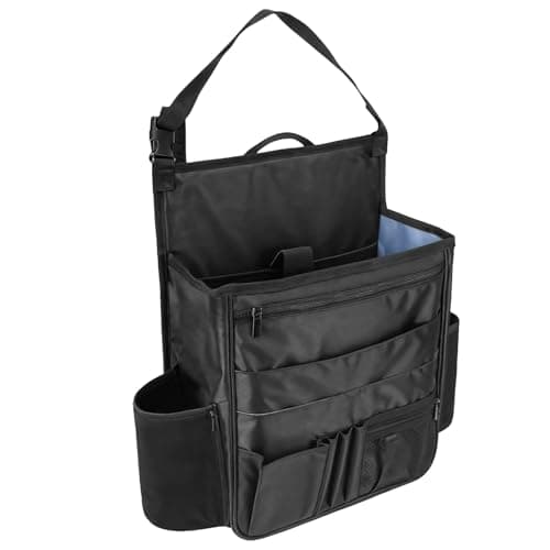 YOFAPA Black Car Seat Back Organizer, Waterproof Oxford Fabric Vehicle Storage Bag, Multi-Pocket Auto Backseat Holder for Road Trips, Long-Lasting Universal Fit SUVs Trucks — view 2