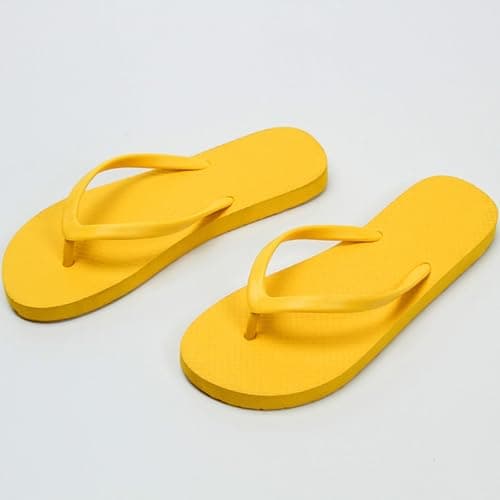 Jhebeks Yellow Flip Flops Womens Uk Flat Lightweight Slim Sandals Non Slip Flip Flops Comfortable Summer Beach Walking Cushion Sandals Slip On Indoor Outdoor for Shower Bathroom Size 6.5 — view 5