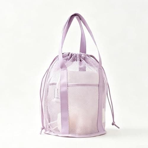 Foldable Mesh Beach Bag Large Waterproof Organizer Quick-Drying Toiletry Storage Pouch Breathable for Swimwear Towels Travel Gym Car 48x39x32cm(B Lavender Purple) — view 3