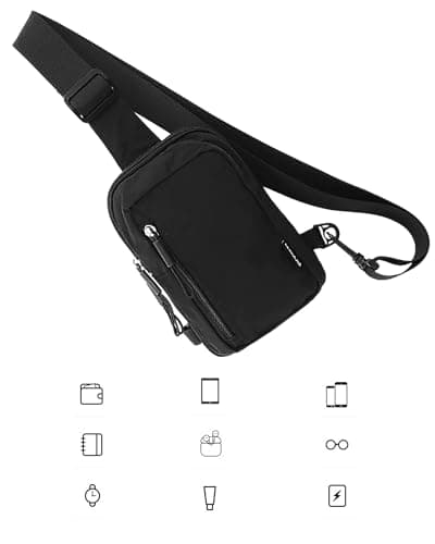 Small Cross Body Bag, Water Resistant Nylon Sling Chest Pack for Men Women — view 6