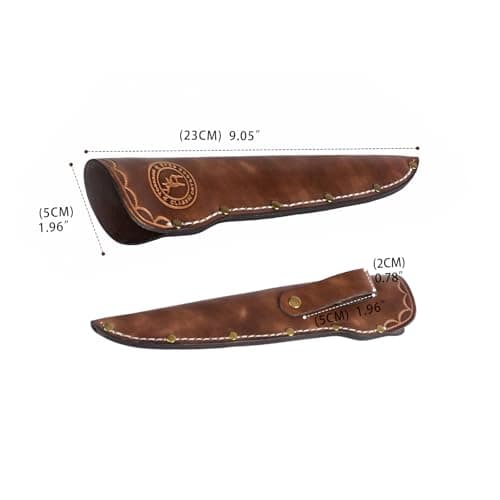 TOURBON Genuine Leather Boning Knife Sheath for Belt Bushcraft Camping Hunting Straight Knife Holster — view 4
