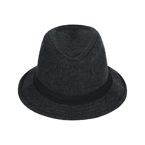 Men Fedora Trilby Hat Panama Hat Elegant Winter Bowler Hats Classic Short Brim Jazz Cap Vintage Style Warm Autumn Winter Gentleman Homburg Party Gangster Cap for Travel Beach Party Outdoor Dark Grey — view 4