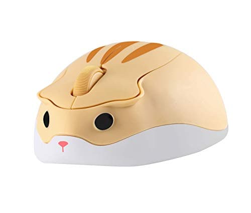 elec Space Cute Mini Hamster Shape Optical Mouse - Wireless, 1200 DPI, Noise Reduction, Ultra Portable Travel Mouse, 2.4 GHz USB Unifying Receiver, for PC, Mac, Laptop, Kids, Girl Gift (Yellow)