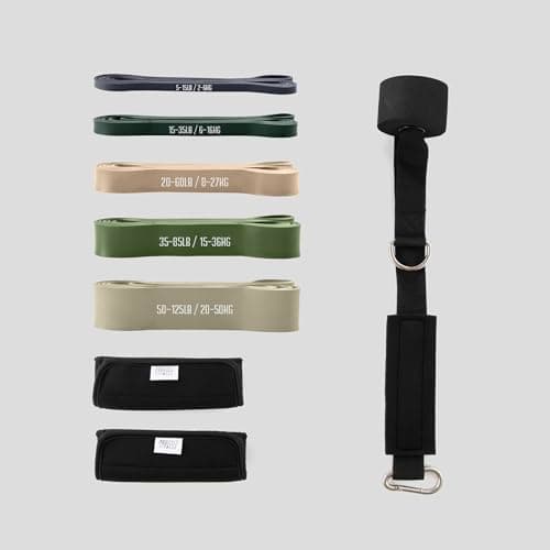 Phoenix Fitness Pull Up Bands Set - 5 Level Resistance Bands for Men and Women - Stackable Exercise Bands with Hand Grips, Door Anchor & Carry Case - Workout Bands for Home & Gym (Khakhi) — view 3