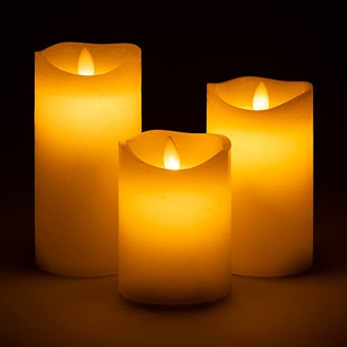 CHRISTOW Flameless LED Candles, Real Wax, Set of 3, Cream — view 3