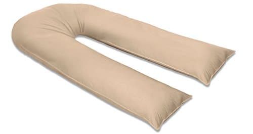 sleepdove 9Ft Large U Pillow Body/Bolster Support Maternity Pregnancy Support Pillow with Free Removable Cotton Blend Breathable Zip Cover - Made in UK (Mocha)
