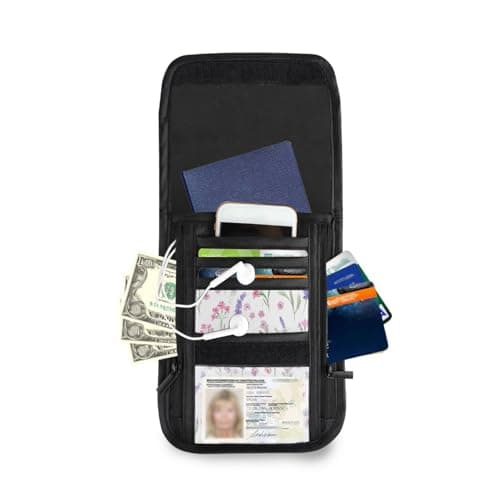Lyeorm Watercolor Lavender Travel Neck Wallet RFID Blocking Travel Document Organizer Pouch Lightweight Passport Holder Wallet for Men and Women — view 3