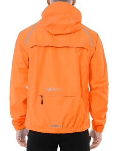 baleaf Waterproof Jacket Mens Cycling Jackets Reflective Running Outdoor Rain Coats Lightweight for Men Walking Hiking Packable Orange XL