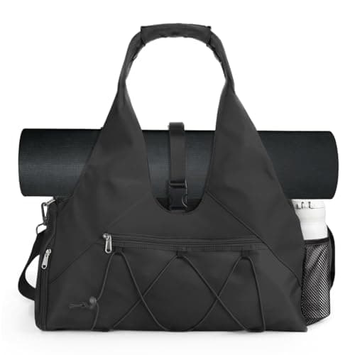 Gym Bag Women, Yoga Mat Bags, Sport Tote Handbag with Shoe Compartment and Adjustable Strap Leisure Weekender Bag Travel Bag for Fitness Pilates Dance Swimming Workout Daily Office Sauna Shopping