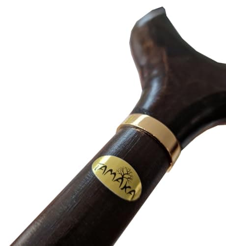 TAMAKA® Gents Handcrafted Dark Brown Wooden Derby Handle Cane With Collar Walking Stick Mens Ladies - 94cm (37") — view 2