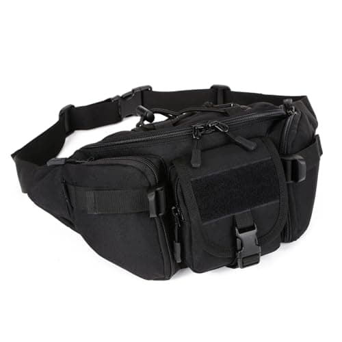 Men's Tactical Waist Bag Military Tactical with Molle Design Multi-Pocket Shoulder Bag for Trekking, Mountain, MTB and Outdoor Activities, Black