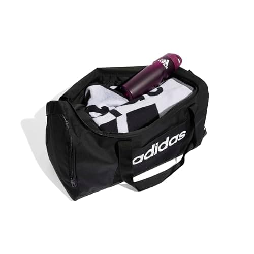 adidas Unisex Essentials Linear Duffel Bag Duffel Bag, Black/Black/White, M — view 4