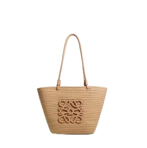 Chic Raffia Woven Straw Rope Tote Bag, Brown, Beach and Shopping Bag, 42x26cm
