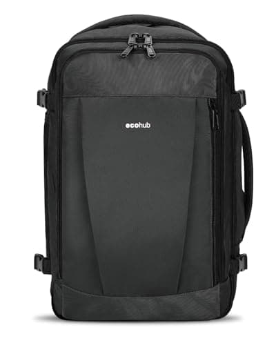 ECOHUB Easyjet Cabin Bag 45x36x20 Underseat Backpack Travel Rucksack 13 Pocket Hand Luggage Waterproof Recycled PET Eco Friendly Carry On Bag for Women & Men 30L Grey
