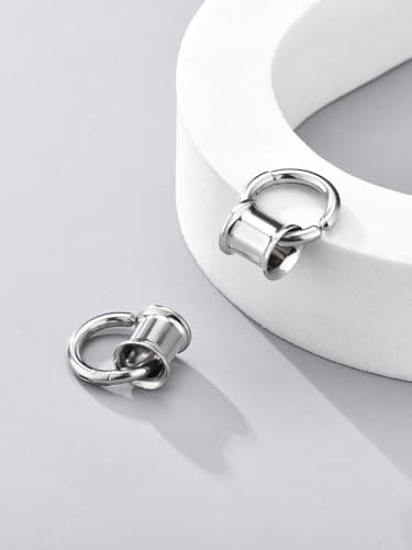 Zysta Ear Tunnels with Ring 00g PlugsSilver Stainless Steel Ear Spreader Double Flared 10mm Ear Gauges Earring Lobe Body Piercing Jewelry 8mm-14mm (8mm) — view 5
