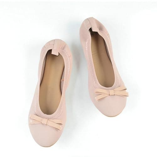 UK Ladies' Rollable Ballet Pumps Space-Saving Travel Flats Formal Wedding Shoes Women Memory Foam Collapsible Flats | Lightweight Foldable Design Pink — view 5