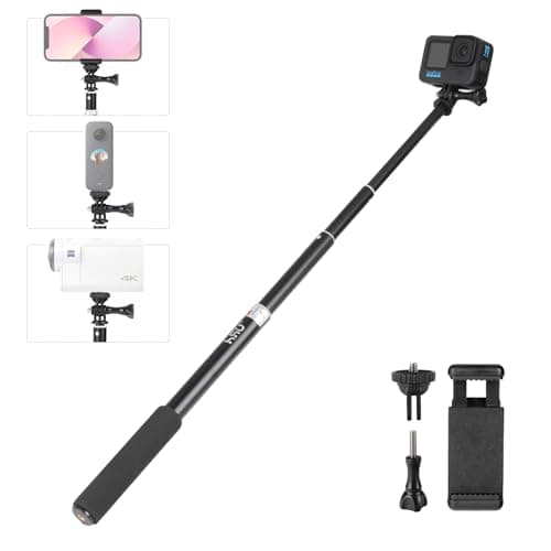 HSU 92cm/36.2" Extended Selfie Stick for GoPro Insta360 Osmo Action Cameras — view 2