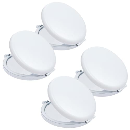 QUSTGO Compact Mirror, Pocket Travel Makeup Mirror for Purse, Metal Round Shell, 2-Sided 1X/2X Magnifying, Portable, Folding, Handheld, White, 4 Pack
