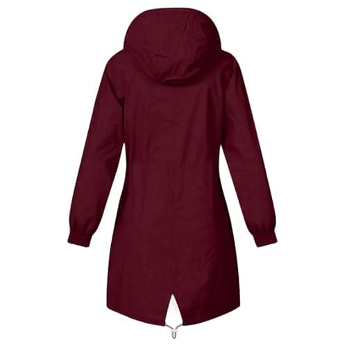 Womens Waterproof Jackets Wine Jacket Windbreaker Travel Windproof Loose Light Rain Coat With Pocket Outdoor Walking Hiking Womens Raincoat Ladies Coats Hooded Rainproof Zipper — view 4