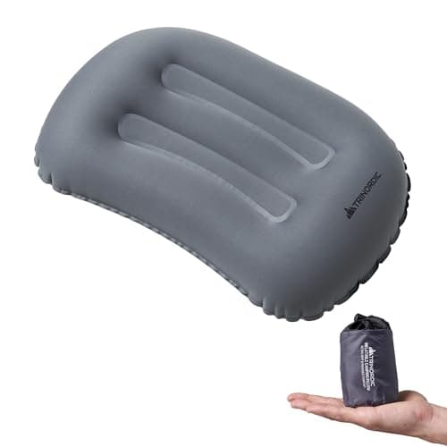 Trinordic Lightweight Inflatable Camping Pillow - Soft Cover, Grey