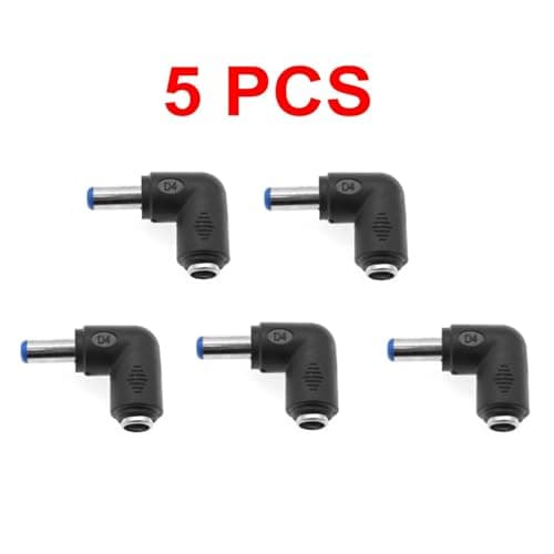 JZK 5 Pack DC Power Adapter, 90 Degree Right Angle 5.5x2.1mm Female to 5.5x2.1mm Male Barrel Plug Connector for Laptops, Routers, LED Strips, CCTV — view 4