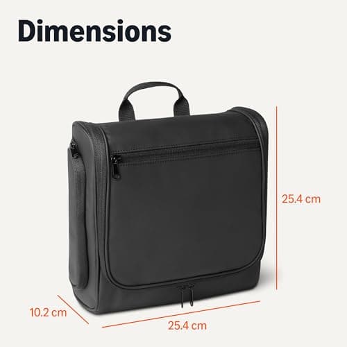 Amazon Essentials Travel Toiletry Bag with Hanging Hook - Portable Cosmetic Case, Large Capacity Door Room Essentials Travel Organizer for Full Sized Cosmetics and Toiletries, 25.4 cm, Black — view 6