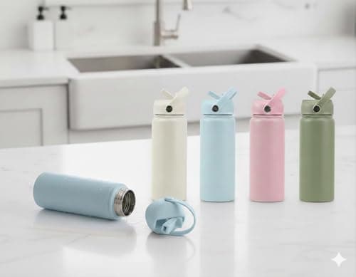 TEMMIA Stainless Steel Water Bottle 500 ml - Double-Walled & Vacuum Insulated - BPA-Free, Leak-proof & Reusable - Thermal Flask for Hot & Cold Drinks, Sports, Office & Travel (Light Blue) — view 4
