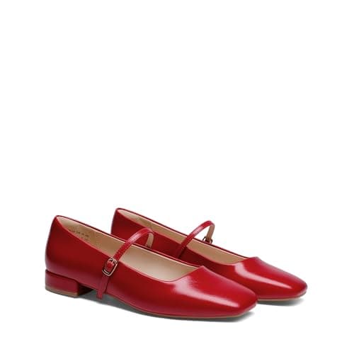 DREAM PAIRS Women's Low Heel Wedding Dress Ballet Flats,Red,7 — view 5