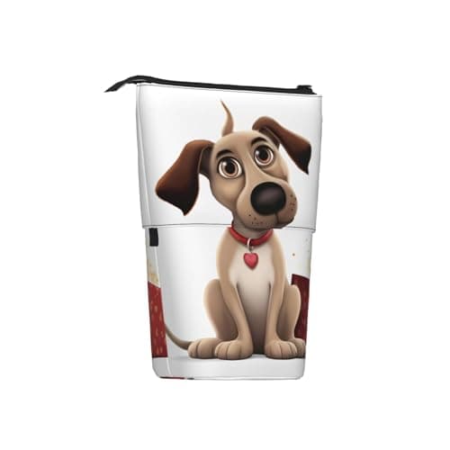 NBSKSDLK Standing Pencil Case, Cute Telescopic Pencil Pouch, dog Pencil Bag, Kawaii Stand up Pen Holder, Portable Aesthetic Makeup Bag for Christmas Holiday New Year Office Bag — view 2