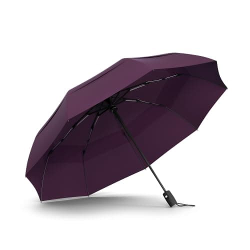 TUMELLA Strongest Windproof Travel Umbrella (Compact, 100MPH Wind-Tested), Light, Portable, One-Handed Use, Automatic Folding Rain Umbrella, Durable, Premium Grip, Fits Car & Backpack