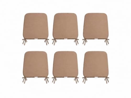 L S U Multi Pack Comfortable Seat Pad for Dining Chair Kitchen Garden with Tie on indoor Outdoor Foam Cushions (Latte, 6)