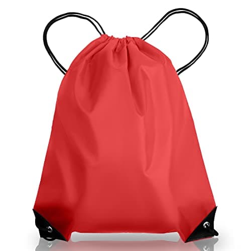 AKHTART Drawstring Bags, Unisex Swimming Bag, Large PE Bag, Sports Backpack, Waterproof Gym Sack - Suitable for School/Beach/Holidays/Travel/Swimming and Various Activities (Red)