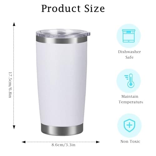 Shunshi Insulated Travel Tumbler with Leak-Proof Lid, 20oz Double-Wall Stainless Steel Mug - Keeps Hot/Cold 4/10H, Car Cup Holder Fit, BPA Free - Ideal for Coffee, Commute & Gifts (White) — view 2