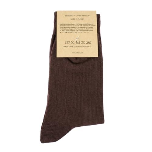 ZAKIRA Combed Cotton Dress Socks - Plain Colour Business Crew Socks for Men & Women, Soft Breathable Cotton, 6-10 (UK), Brown — view 6