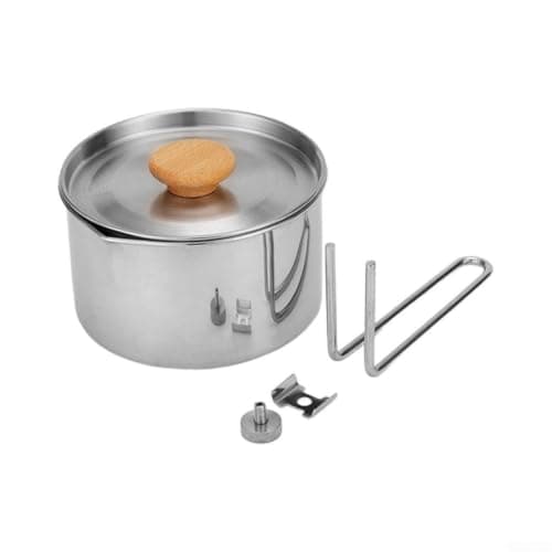Camping Cookware Pot 1000ml Stainless Steel - Lightweight Hiking Gear with Foldable Handle - Travel Cooking Kit — view 5