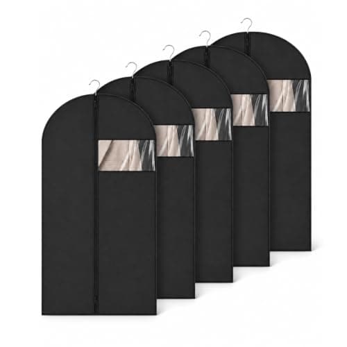 Sytinnice 6 Pack Dress Bags Covers Long 60 x 100 cm / 24 x 40 in, PEVA Hanging Garment Bags with Zipper, Waterproof Dustproof Clothes Covers for Suits, Shirts, Jackets, Short Dresses, Coats