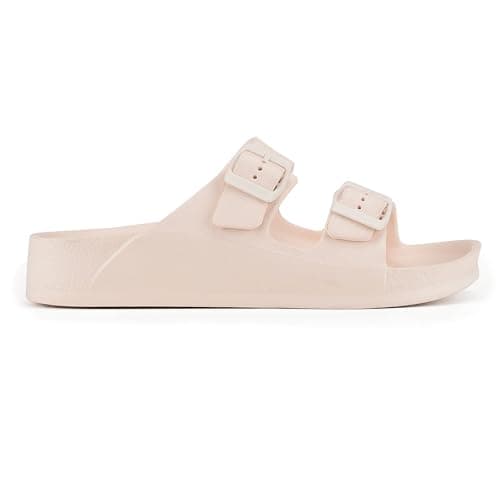 VIVASHOES Women’s Double Buckle EVA Sandals – Lightweight Waterproof Adjustable Slides with Arch Support for Summer, Beach, Pool & Daily Wear – True to Size Good for Wide Fit – Cream 6 — view 6
