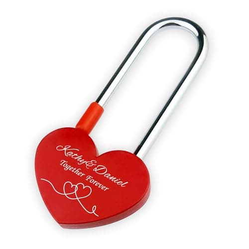 Personalised Padlock Engraved Lock Personalised Padlock for Bridge Love Locks Padlocks for Her Him Girls Couples Lover Custom Gifts for Valentine Day Anniversary Wedding Trip Travel (Design 2)