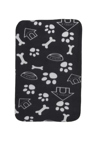 True Face 6 Pack Pet Blanket for Dogs & Cats, Thin Soft Washable Fleece Throw 100% Polyester Paw Print Design Ideal for Sofa, Bed, Crate, Travel Black/Blue/Red 55 x 80cm — view 5