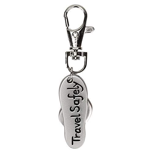 Travel Clip on flip Flop Design Metal Bag Charm with Travel Safely Message — view 5