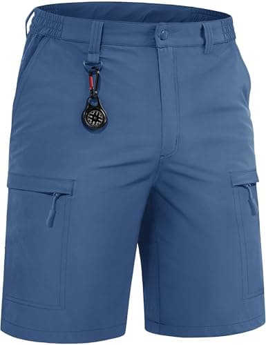 TACVASEN Mens Stretch Cargo Shorts Breathable Summer Quick Dry Shorts with Zip Pockets Travel Trekking,Light Grey,36