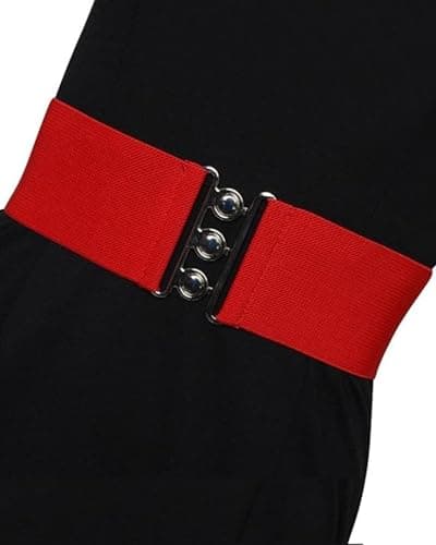 Ro Rox Retro Vintage Belt | Elastic Belt For Women, Wide Design, Stretchy, Red — view 2
