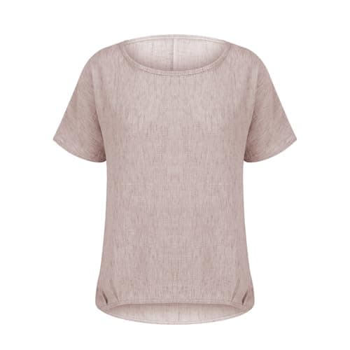 Women's Linen Blouse Summer Muslin Short Sleeve Shirt Crew Neck Basic Tops Elegant Cotton Linen Tops Plain Summer Vacation Beach Travel Blouse Light and Airy Sport Yoga Blouses & Tunics for Women — view 4