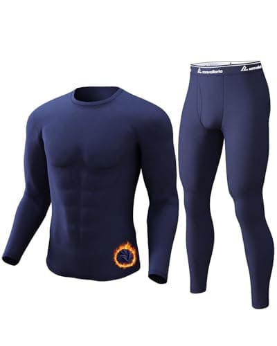 Thermal Underwear For Men Long Johns Fleece Lined Base Layer Navy Blue L