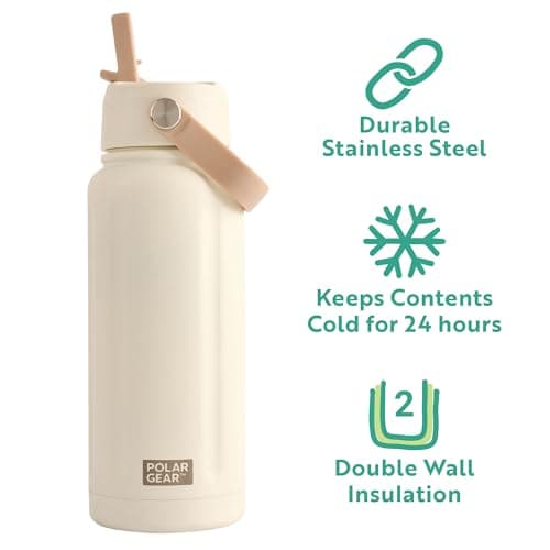 Polar Gear 740ml Insulated Water Bottle with Straw Double Wall - Cream — view 5