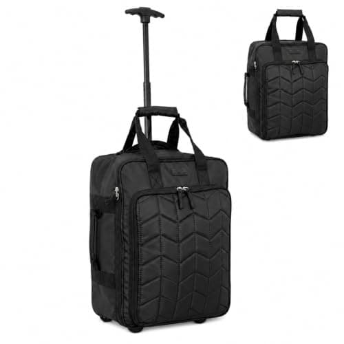 Bordlite EasyJet Underseat Cabin Bag 45x36x20cm – Wheeled Travel Holdall with Trolley Handle – Lightweight Polyester Soft Shell Carry On Luggage – Fits EasyJet Free Bag Allowance - Black