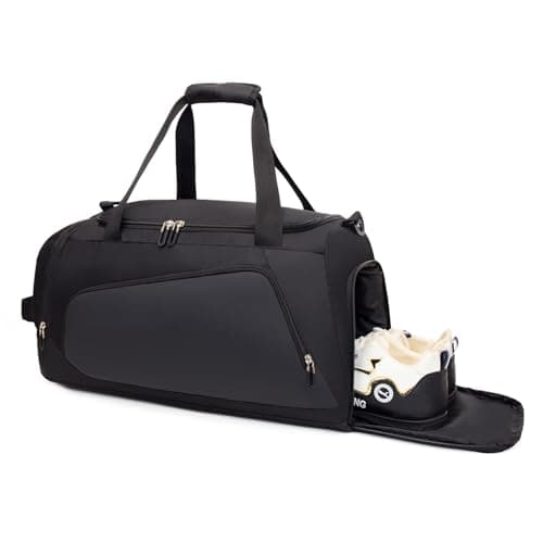 Gym Bag with Shoe Compartment & Wet Pockets for Men/Women, Waterproof Sports Duffle Bags for Workout/Fitness/Travel (Black,20"x11"x11")